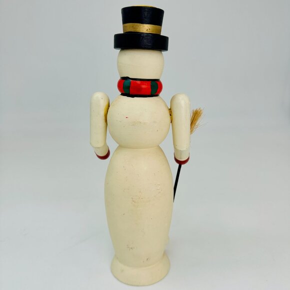Vintage Wooden Snowman Taper Candle Holder – Hand Painted 9.5" - Picture 9 of 10